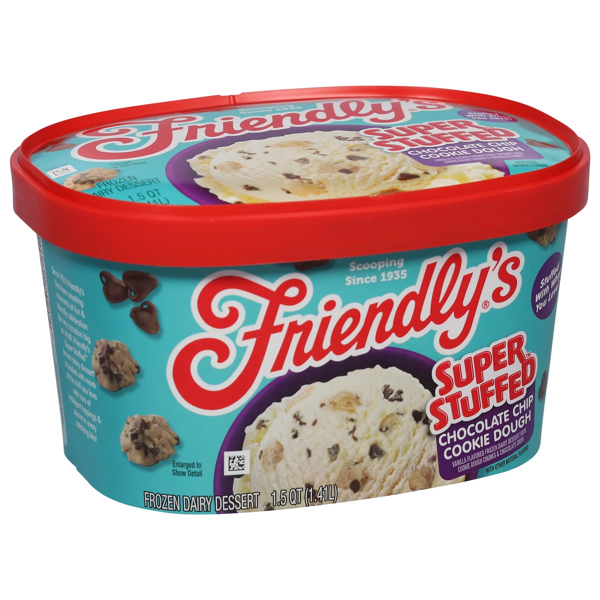 slide 5 of 9, Friendly's Super Stuffed Chocolate Chip Cookie Dough Frozen Dairy Dessert 1.5 qt, 1.5 qt