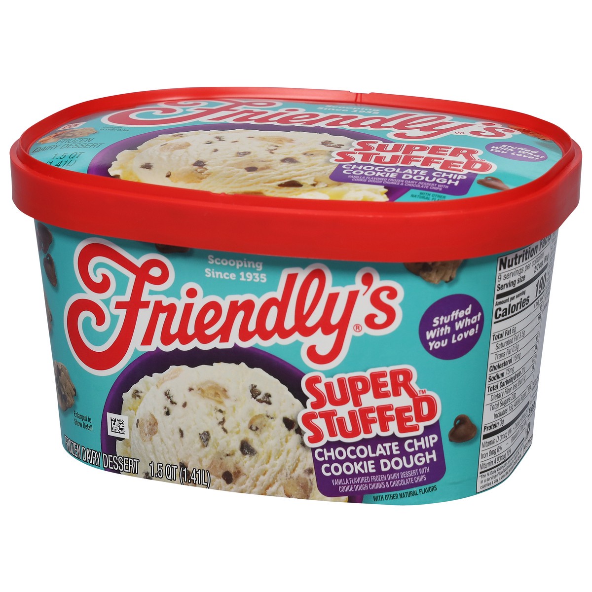 slide 2 of 9, Friendly's Super Stuffed Chocolate Chip Cookie Dough Frozen Dairy Dessert 1.5 qt, 1.5 qt