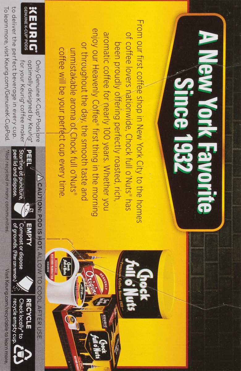 slide 8 of 16, Chock Full O'Nuts Midtown Decaf Single Serve 12 Count, 12 ct