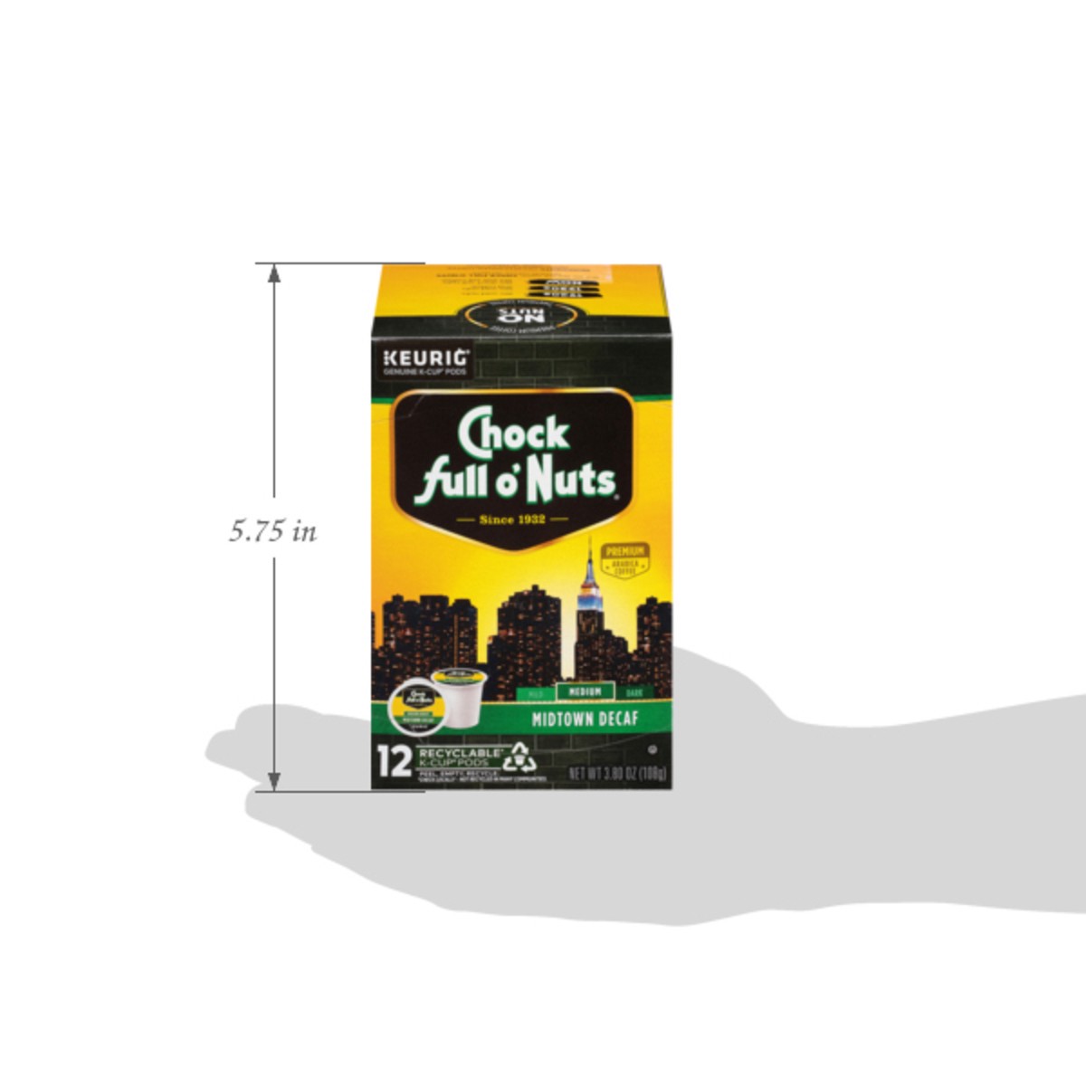 slide 5 of 16, Chock Full O'Nuts Midtown Decaf Single Serve 12 Count, 12 ct