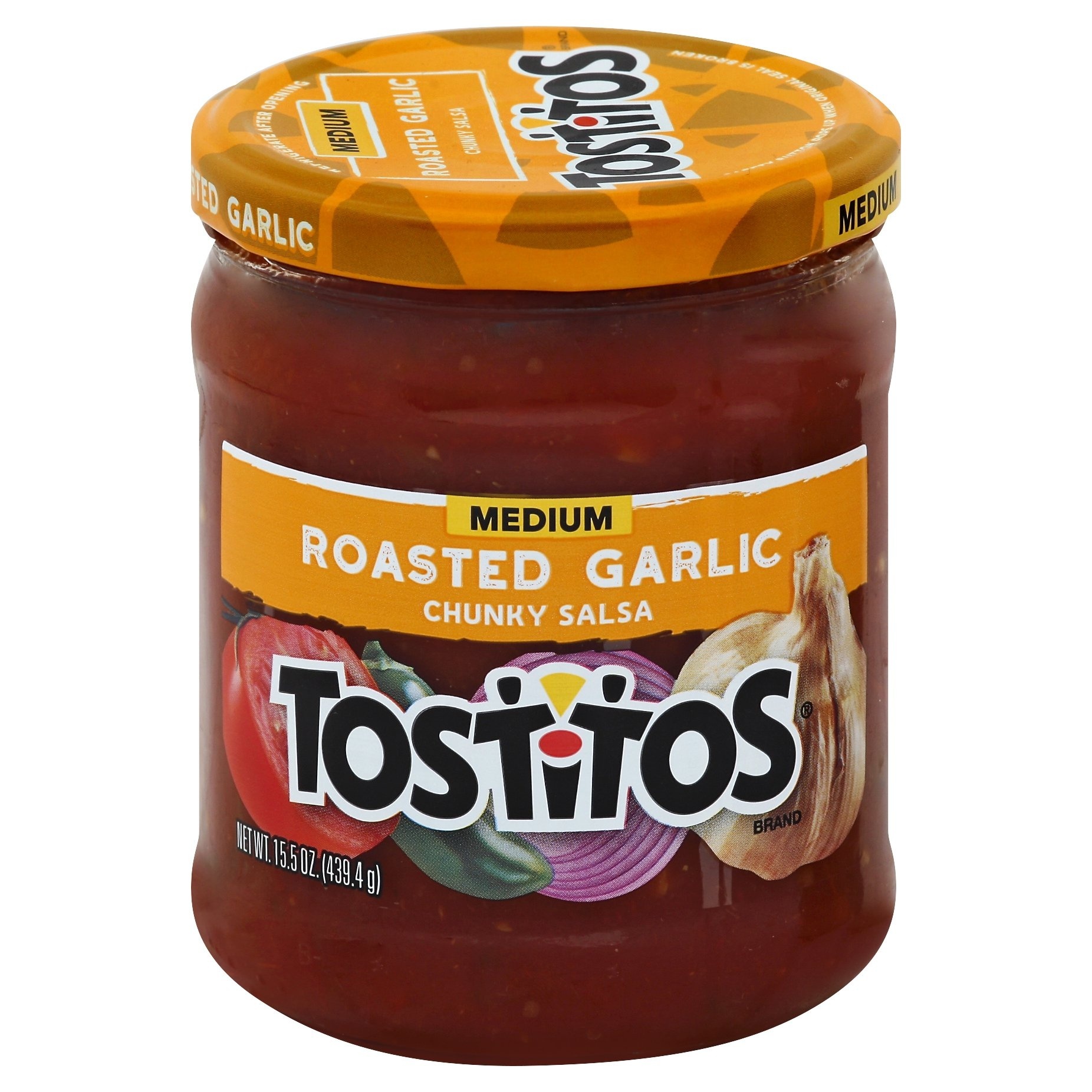 slide 1 of 9, Tostitos Cantina Roasted Garlic Thick & Chunky Salsa, 15.5 oz