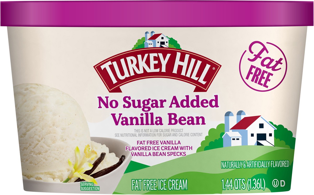 slide 2 of 2, Turkey Hill No Sugar Added Fat Free Vanilla Bean Ice Cream 1.44 qt, 1.44 qt