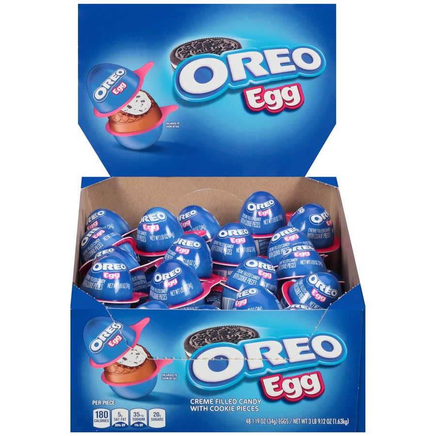 slide 1 of 8, Oreo Egg Creme Filled Candy with Cookie Pieces 48-1.19 oz. Packs, 57.12 oz