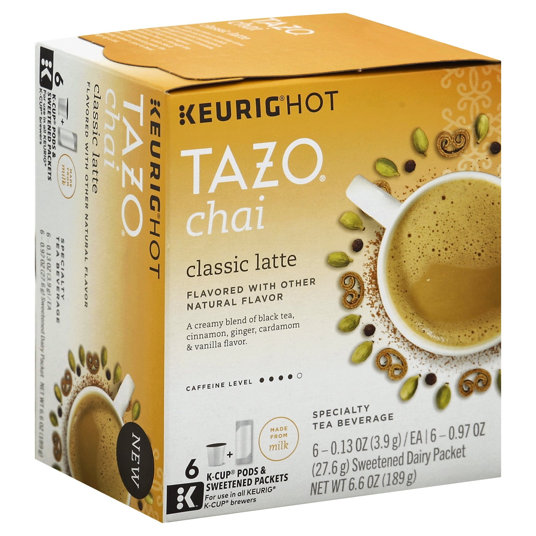 slide 1 of 1, Tazo Chai Classic Latte Tea Kcup Pods, 6 ct