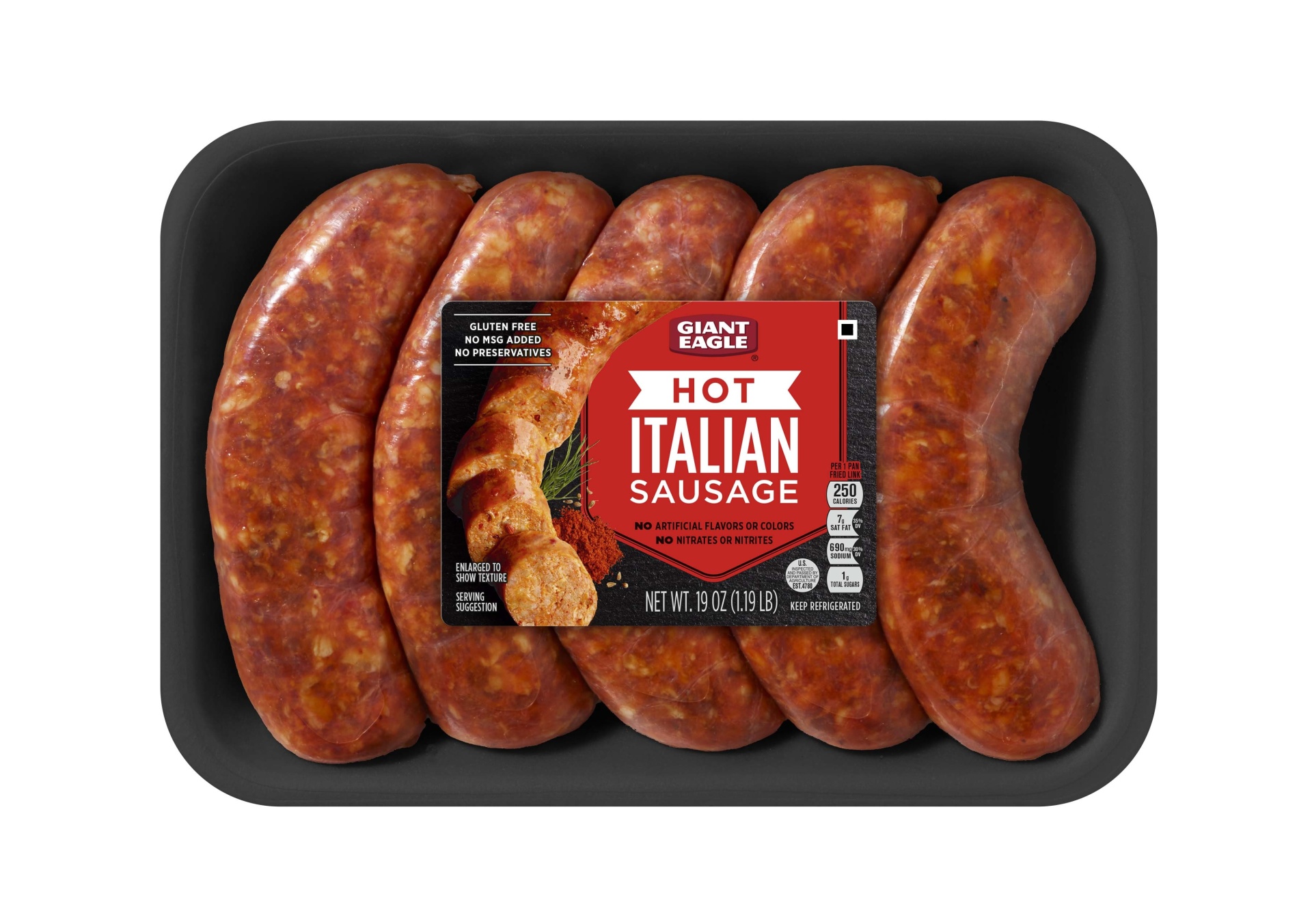 slide 1 of 1, Giant Eagle Italian Sausage Links, Hot, 19 oz