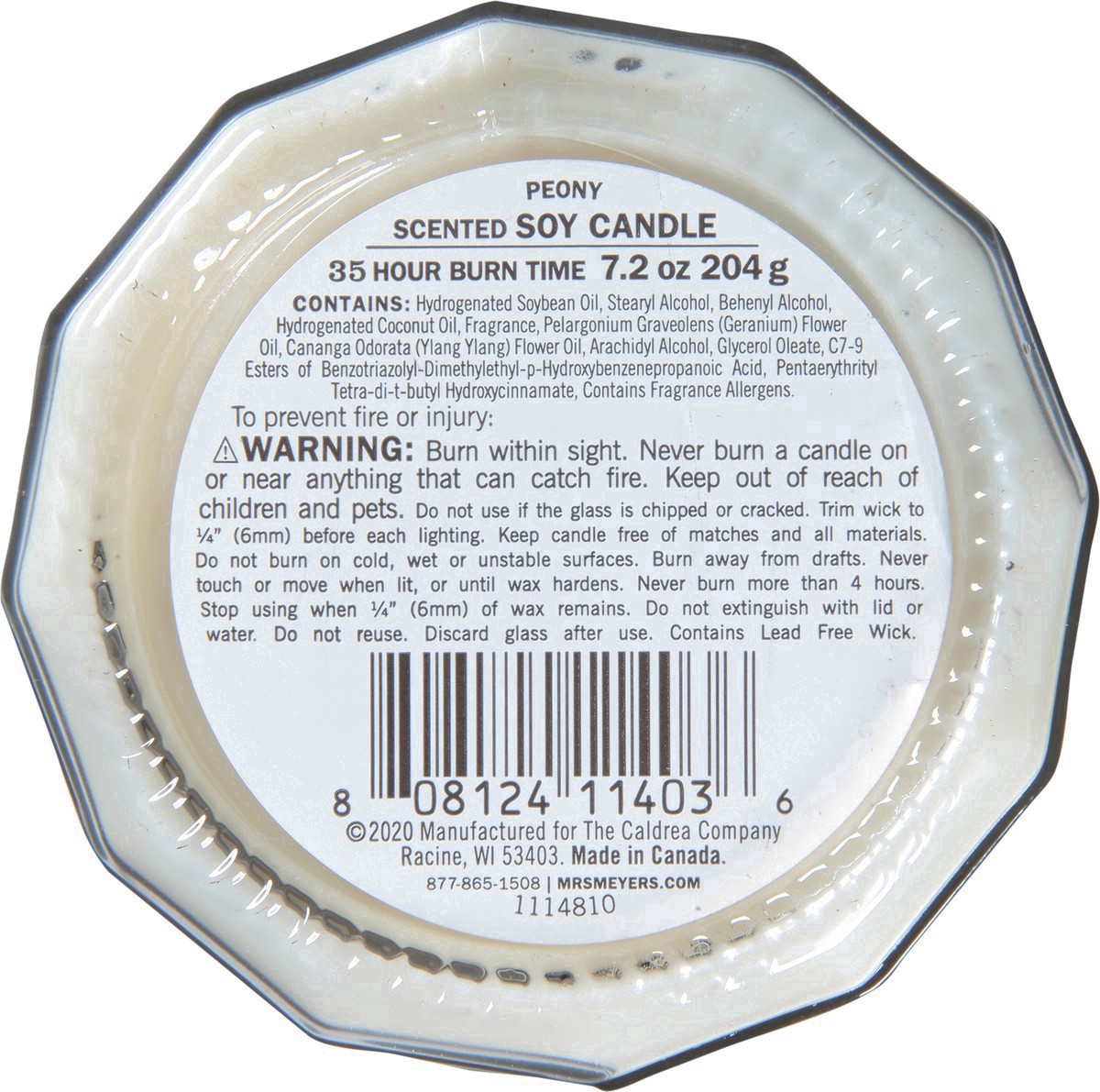 slide 3 of 20, Mrs. Meyer's Clean Day Scented Soy Candle, Large, Peony Scent, 7.2 Ounce Candle, 7.2 oz