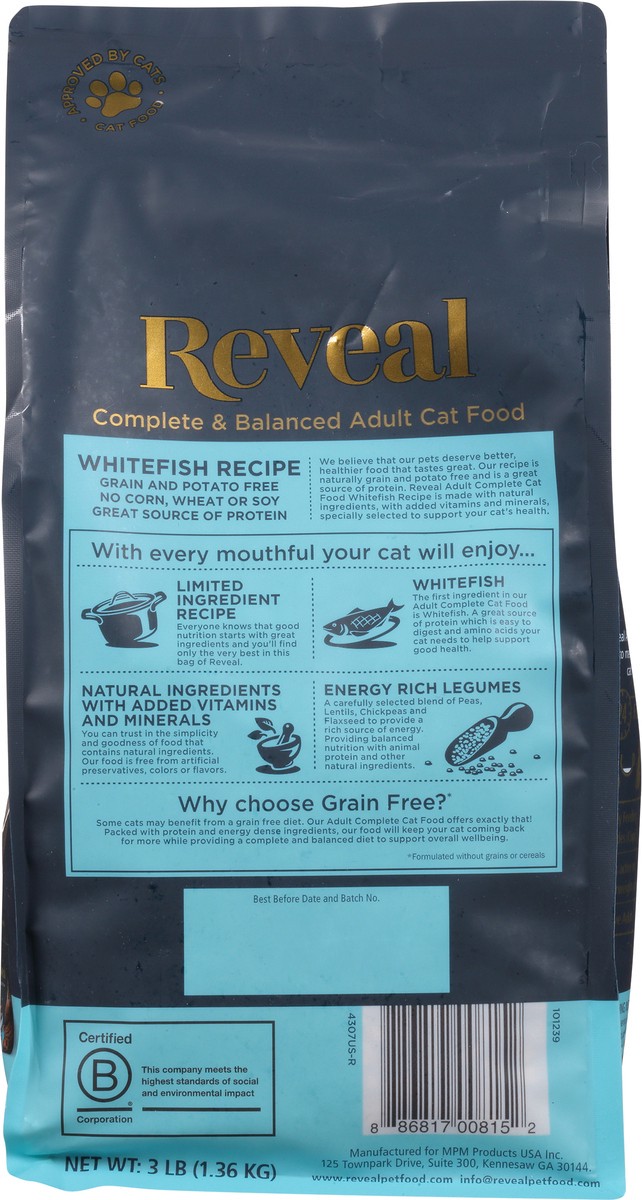 slide 2 of 10, Reveal Natural Adult Dry Cat Food Whitefish Recipe 3 Lb., 3 lb