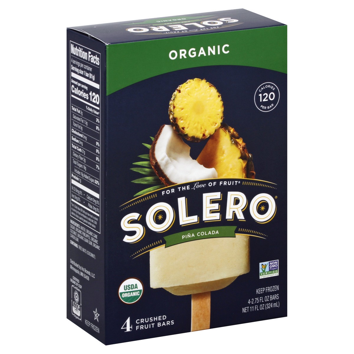 slide 2 of 5, Solera Fruit Bars, Organic, Pina Colada, Crushed, 4 ct