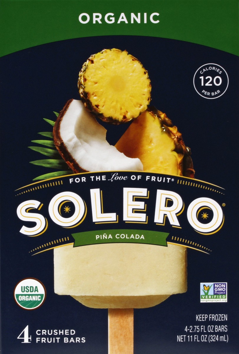 slide 5 of 5, Solera Fruit Bars, Organic, Pina Colada, Crushed, 4 ct