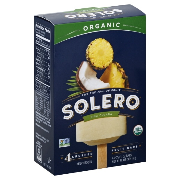 slide 1 of 5, Solera Fruit Bars, Organic, Pina Colada, Crushed, 4 ct