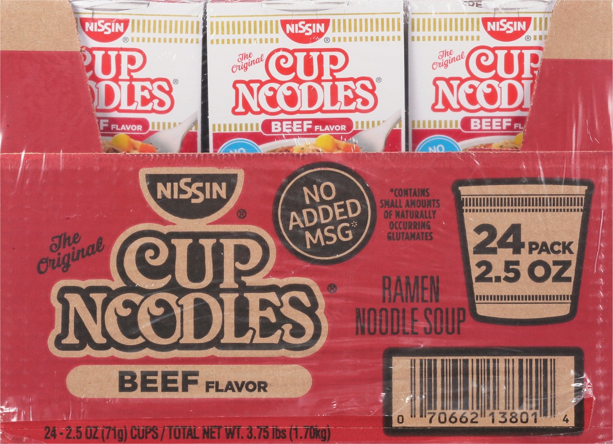 slide 2 of 14, Nissin Cup Noodles Ramen Beef Flavor Noodle Soup 24 - 2.5 oz Cups, 