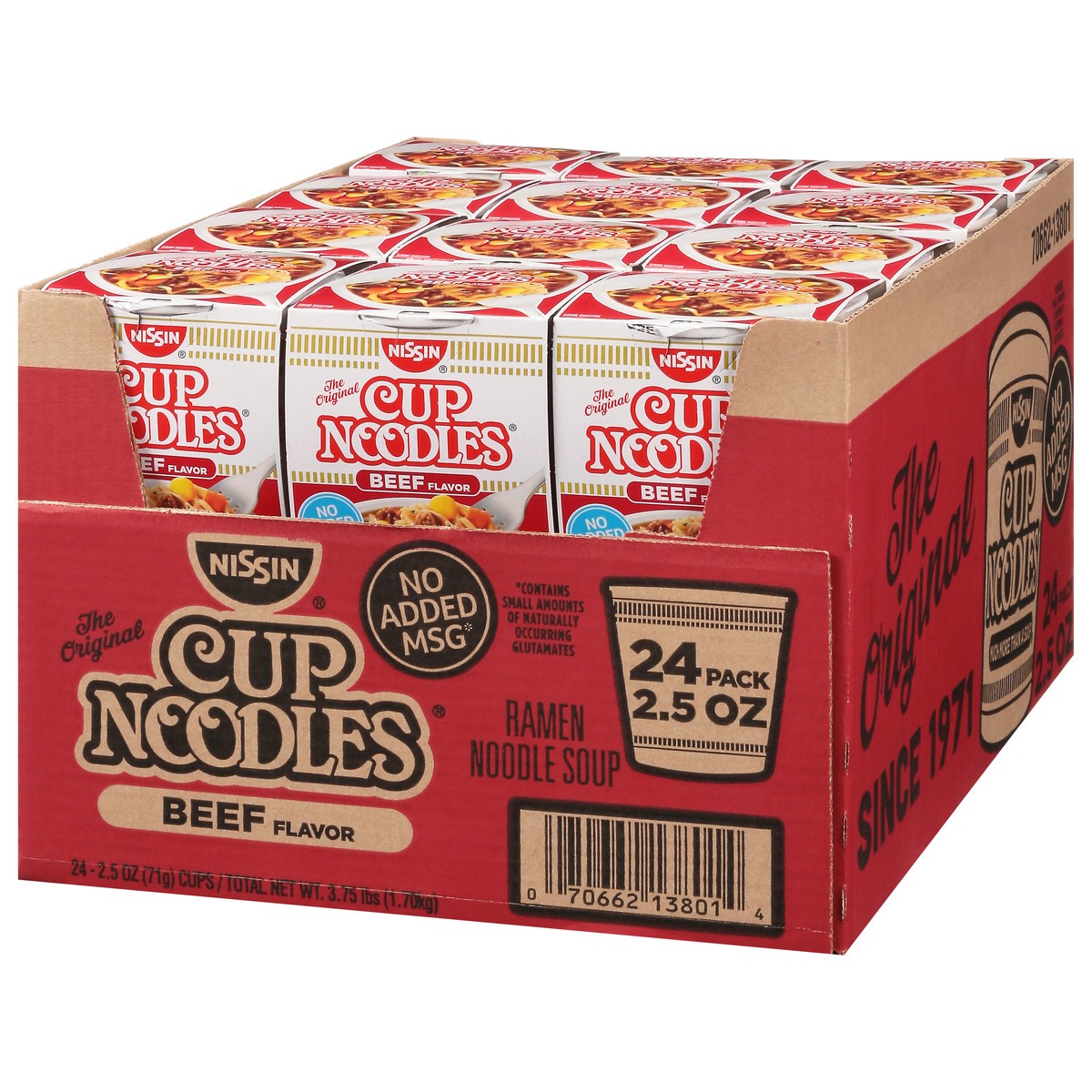 slide 3 of 14, Nissin Cup Noodles Ramen Beef Flavor Noodle Soup 24 - 2.5 oz Cups, 