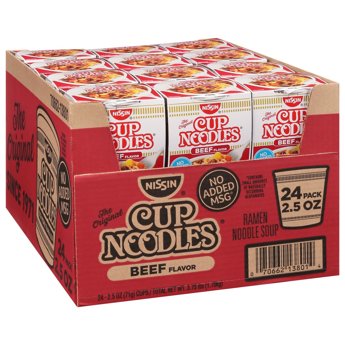 slide 4 of 14, Nissin Cup Noodles Ramen Beef Flavor Noodle Soup 24 - 2.5 oz Cups, 