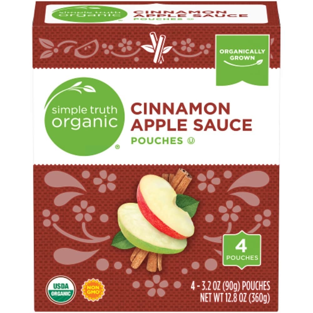 slide 1 of 1, Simple Truth Orgnaic Cinnamon Appleasauce Pouches, 4 ct; 3.2 oz