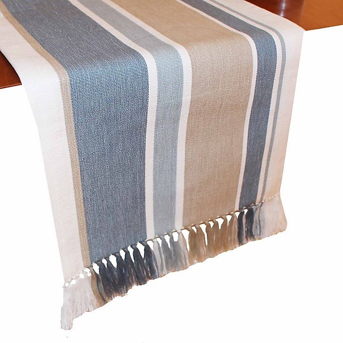 slide 1 of 1, Park B. Smith Julian Stripe Table Runner - Blue, 90 in