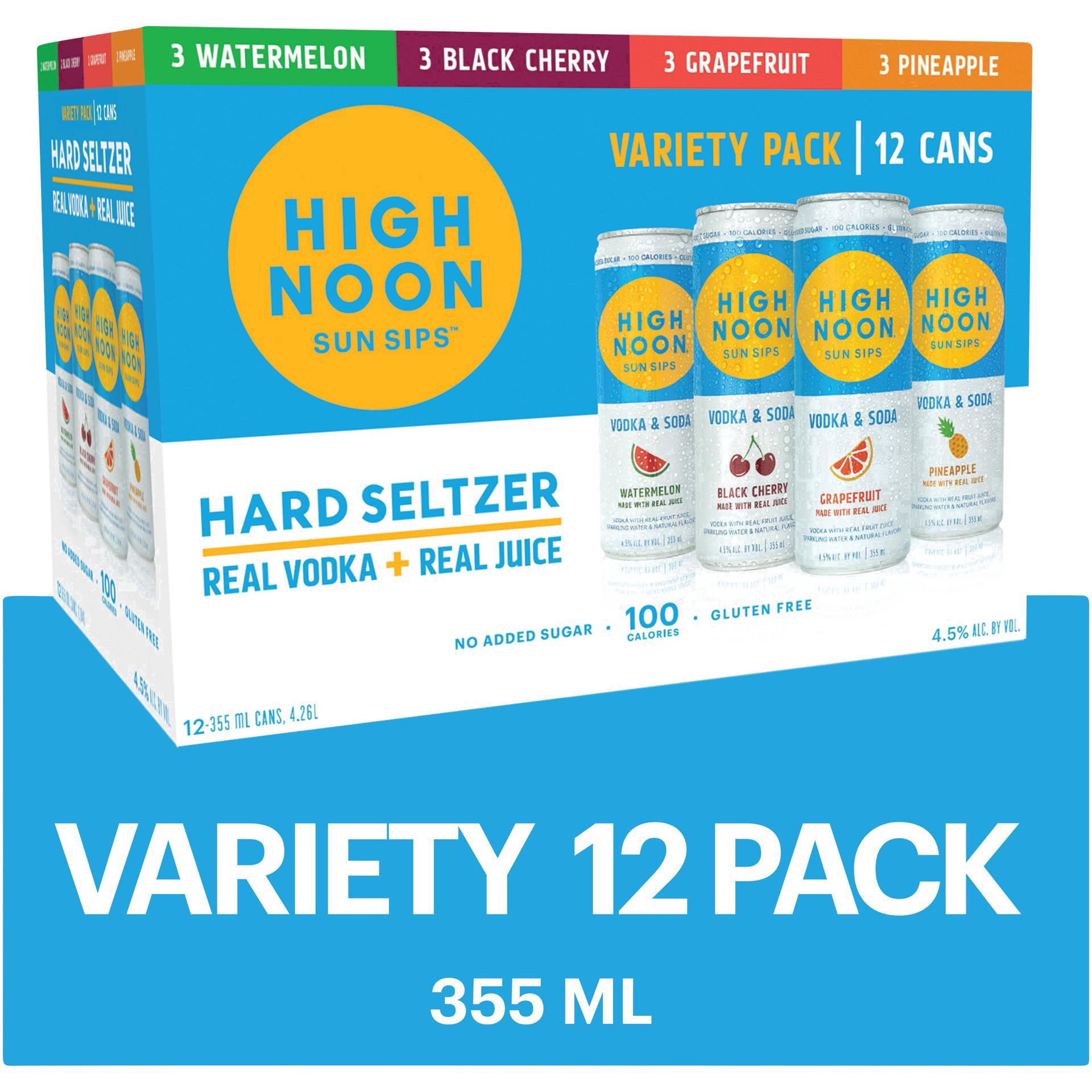 slide 60 of 91, High Noon Vodka Hard Seltzer, Variety Pack, Can, 355 ml