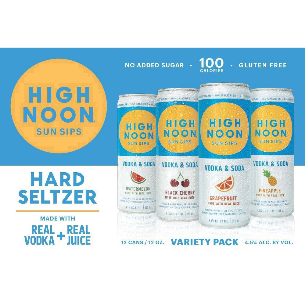 slide 3 of 91, High Noon Vodka Hard Seltzer, Variety Pack, Can, 355 ml