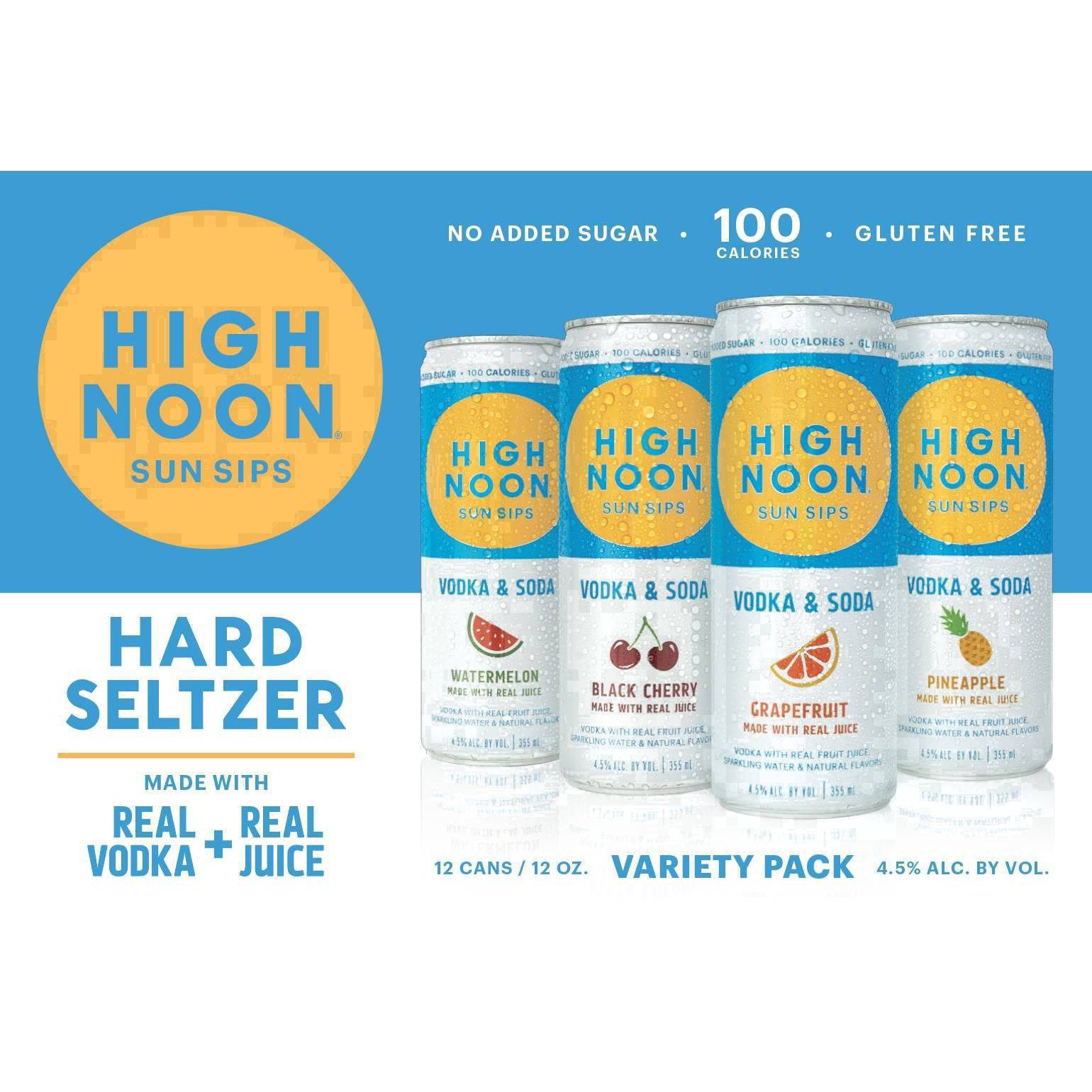 slide 4 of 91, High Noon Vodka Hard Seltzer, Variety Pack, Can, 355 ml