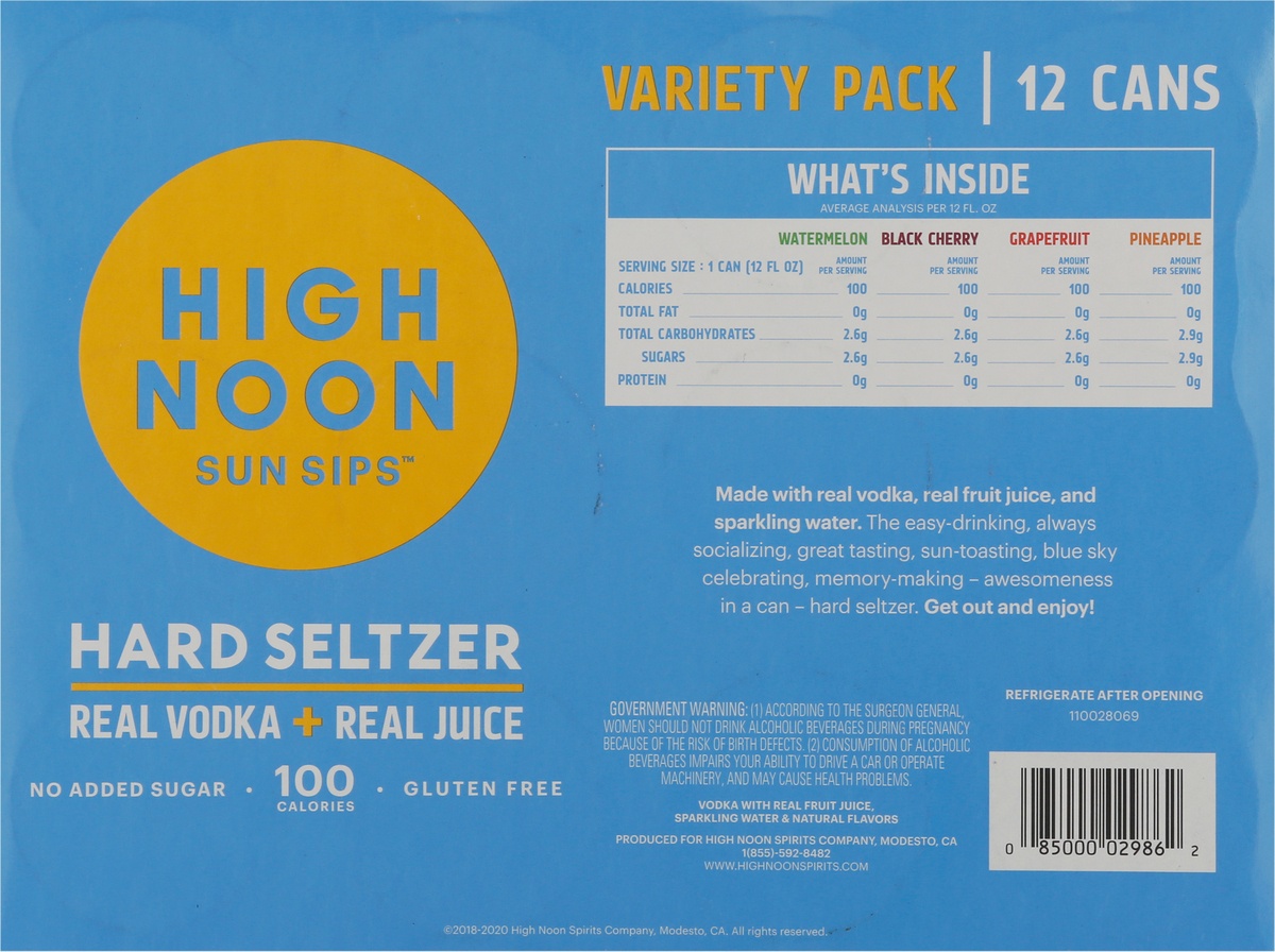 slide 7 of 10, High Noon Variety Pack Hard Seltzer, 12 ct; 12 fl oz