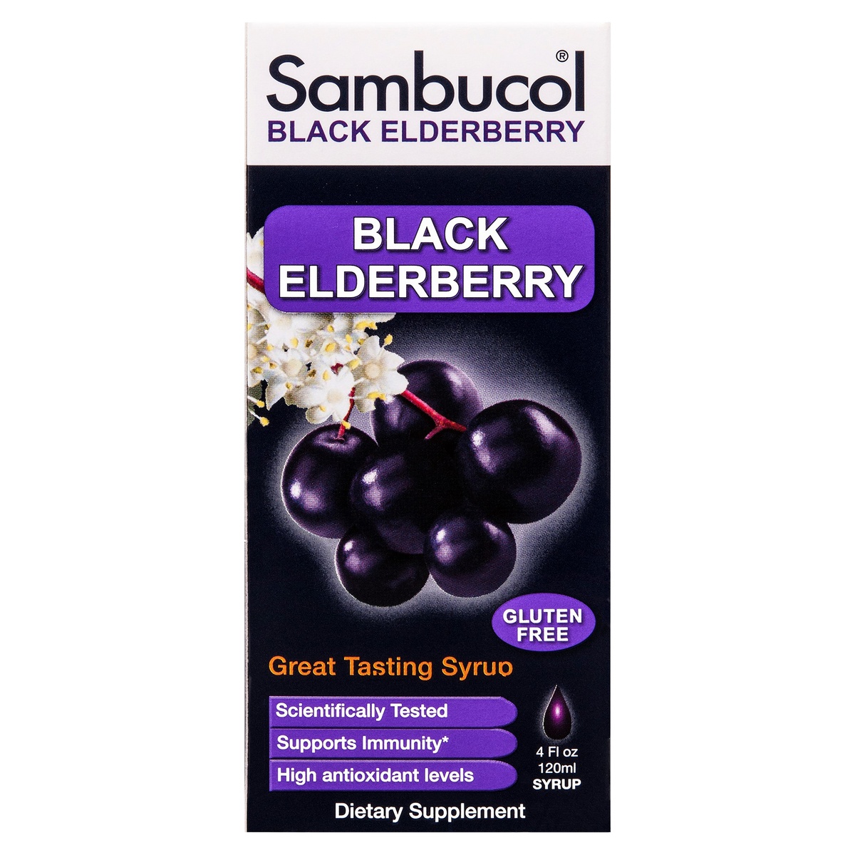 slide 1 of 1, Sambucol Black Elderberry Vegan Immune Support Syrup - 4 fl oz, 4 fl oz