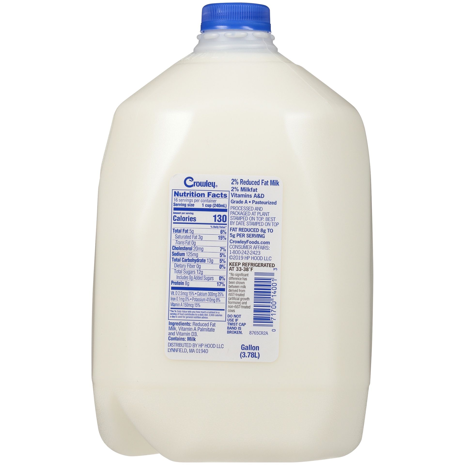 slide 4 of 7, Crowley 2% Reduced Fat Milk, Gallon, 1/2 gal