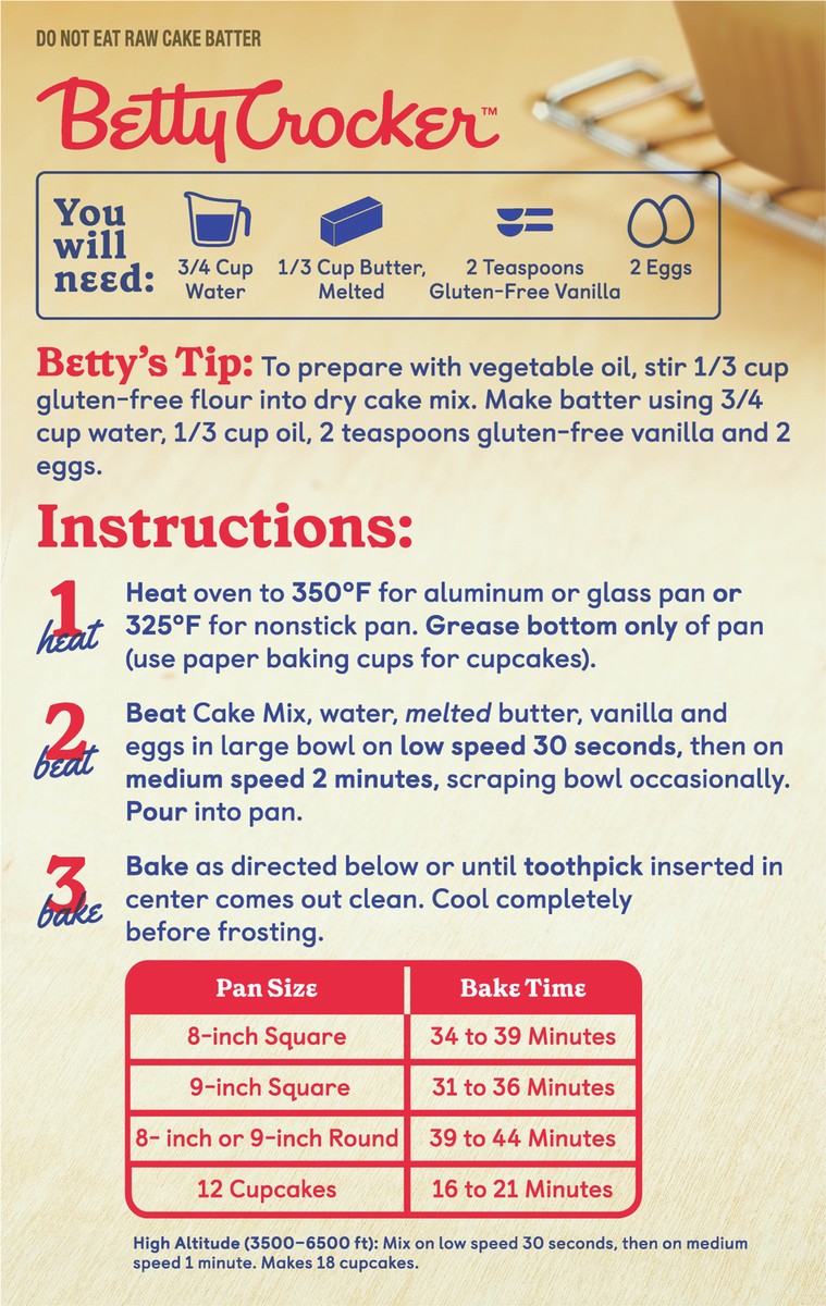 slide 4 of 8, Betty Crocker Gluten Free Yellow Cake Mix, 15 oz., 15 oz