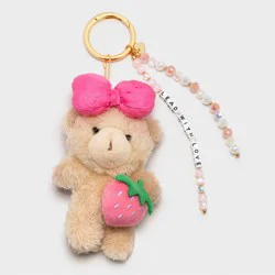 Little Words Project "Lead With Love" Plush Teddy Bear Beaded Bag Charm
