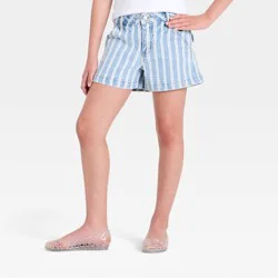 Girls' High-Rise A-Line Jean Shorts - art class™ Blue M