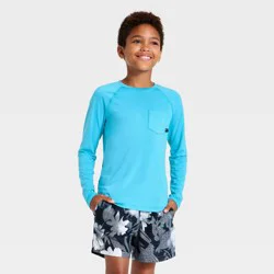Boys' Long Sleeve Rash Guard Swim Shirt - art class™ Blue S