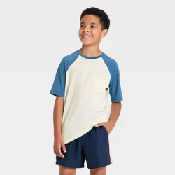 Boys' Short Sleeve Rash Guard Swim Shirt - art class™ White M