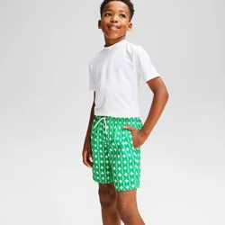 Boys' Surfboard Geo Print Swim Trunks - Cat & Jack™ Tempting Teal/Showy Green XL