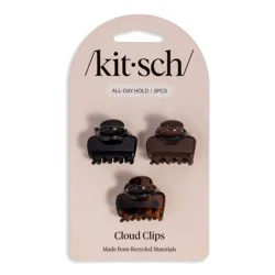 Kitsch Small Cloud Claw Clips - Black - Chocolate - Tort 3pk: For All Hair Types, Recycled Material