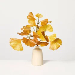 Hearth & Hand with Magnolia 11" Mini Yellow Gingko in Ceramic Vase Arrangement - Hearth & Hand™ with Magnolia