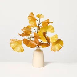 Hearth & Hand with Magnolia 11" Mini Yellow Gingko in Ceramic Vase Arrangement - Hearth & Hand™ with Magnolia