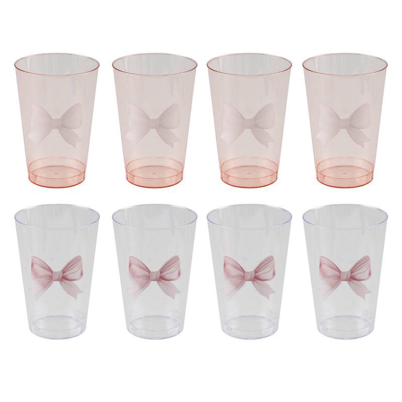 slide 1 of 3, Cook With Color 8pk Disposable Cups Pink Bows, 8 ct