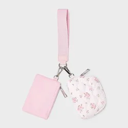 Girls' Floral Printed Quilted Wristlet Pouch - art class™ Pink