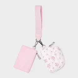 Girls' Floral Printed Quilted Wristlet Pouch - art class™ Pink