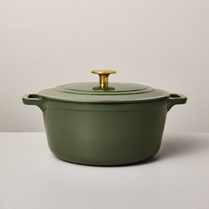 slide 1 of 4, Hearth & Hand with Magnolia 5qt Cast Iron Dutch Oven Green - Hearth & Hand™ with Magnolia, 5 qt