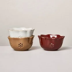 Hearth & Hand with Magnolia Set of 3 Mini Berry Bowls Tan/Sour Cream/Burgundy - Hearth & Hand™ with Magnolia