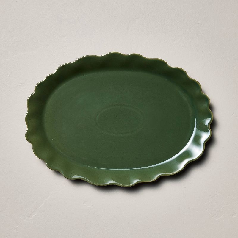 slide 1 of 3, Hearth & Hand with Magnolia Large Ceramic Serve Plate Green - Hearth & Hand™ with Magnolia, 1 ct