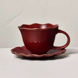 Hearth & Hand with Magnolia 5 fl oz Espresso Cup and Saucer Burgundy - Hearth & Hand™ with Magnolia