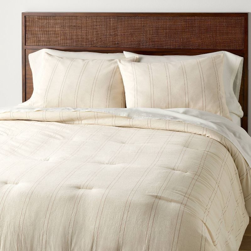 slide 1 of 5, Hearth & Hand with Magnolia Queen Striped Comforter Set Sour Cream - Hearth & Hand™ with Magnolia, 1 ct