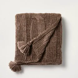 Hearth & Hand with Magnolia 50"x60" Cable Knit Throw Blanket Brown - Hearth & Hand™ with Magnolia