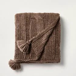 Hearth & Hand with Magnolia 50"x60" Cable Knit Throw Blanket Brown - Hearth & Hand™ with Magnolia