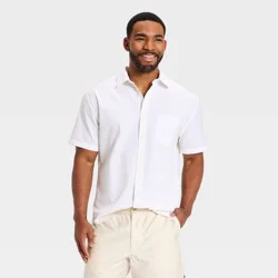 Men's Short Sleeve Seersucker Button-Up Shirt - Goodfellow & Co™ Cream XL