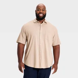 Men's Short Sleeve Comfort Pique Button-Down Shirt - Goodfellow & Co™ Dark Yellow XXL