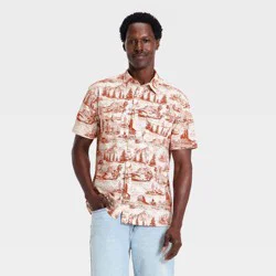 Men's Vintage Short Sleeve Western Button-Down Shirt - Goodfellow & Co™ Orange S