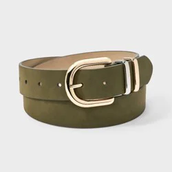 Faux Suede Classic Buckle Belt - Universal Thread™ Olive Green M/L