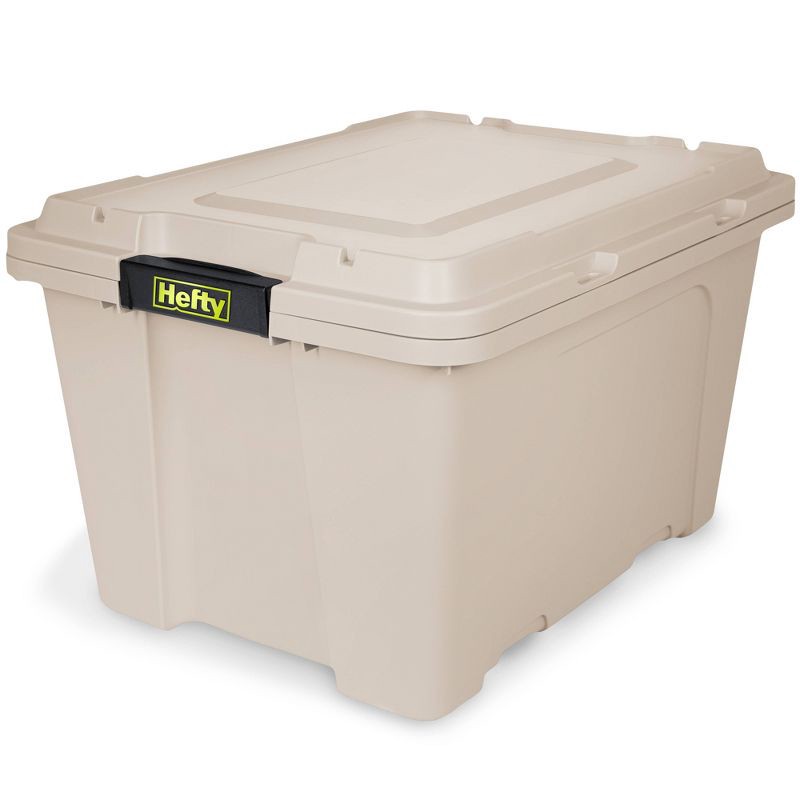 slide 1 of 12, Hefty 18gal MAX PRO Stone Base Tote and Lid with Black Latch and Acid Lime Foil, 18 gal