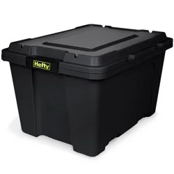 Hefty 18gal MAX PRO Black Base Tote and Lid with Black Latch and Acid Lime Foil